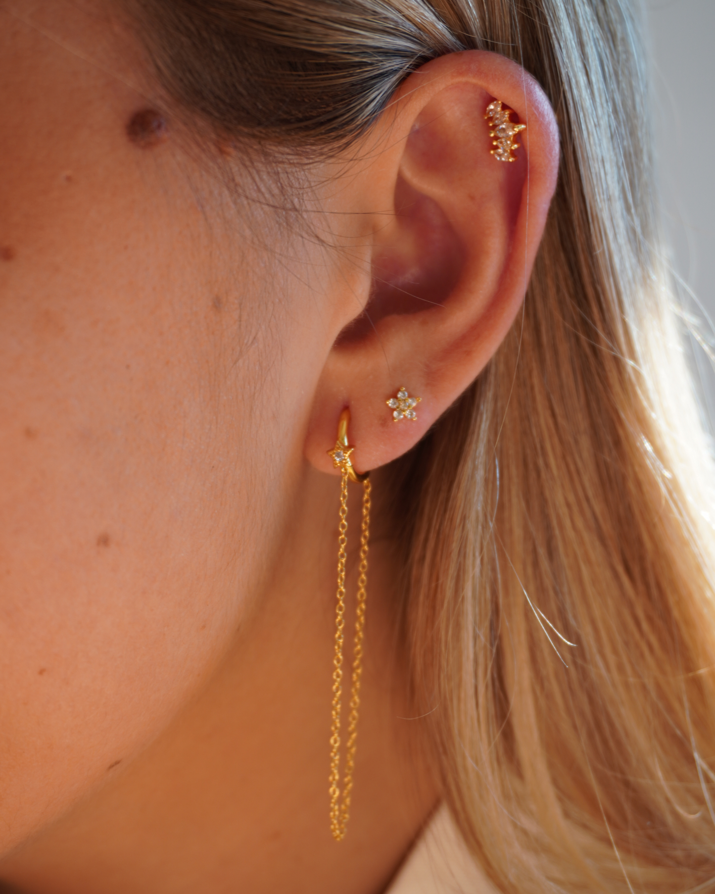 Pendientes Aro Cadena Dorado