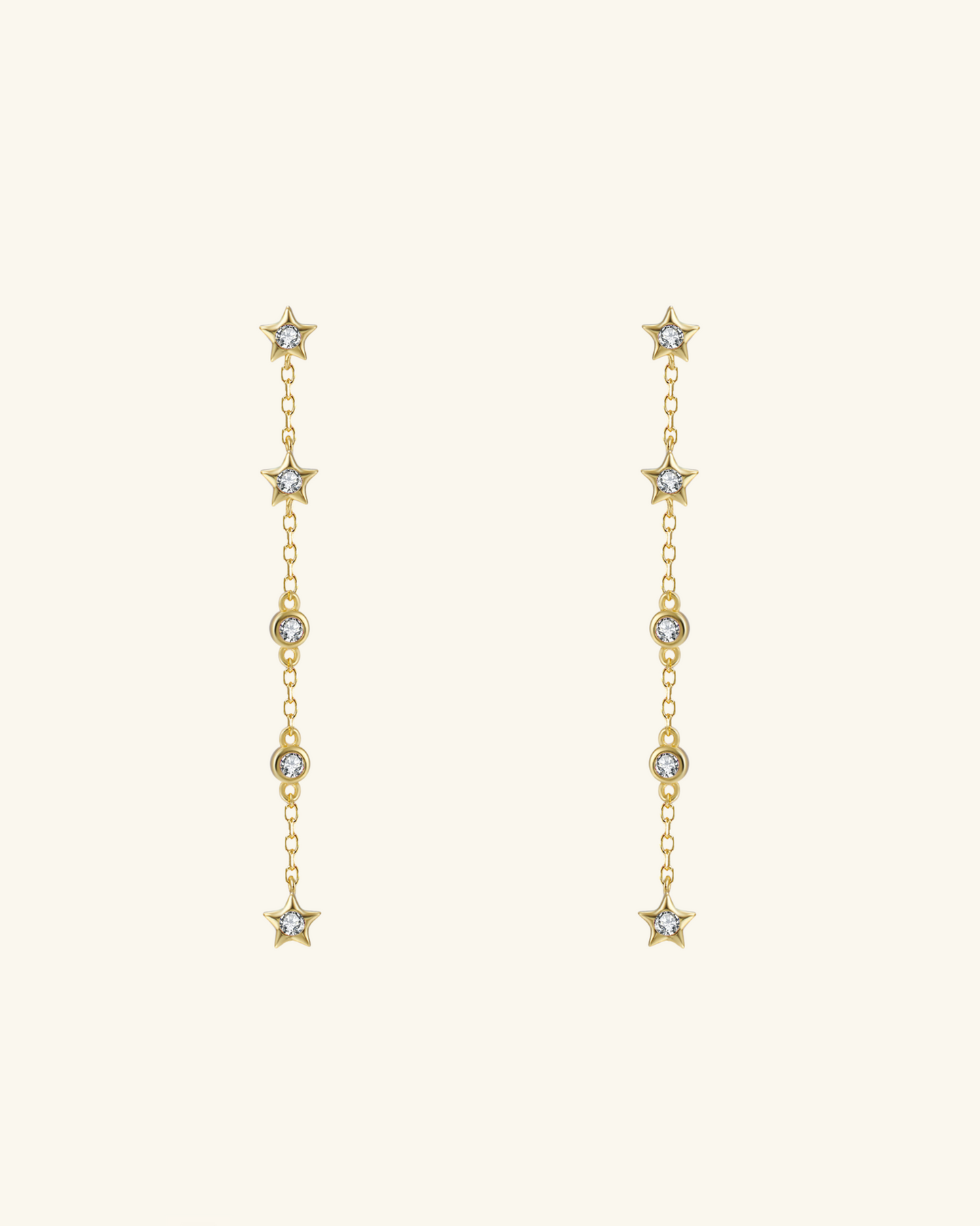 Pendientes Cadena Estrella Circonita Dorado